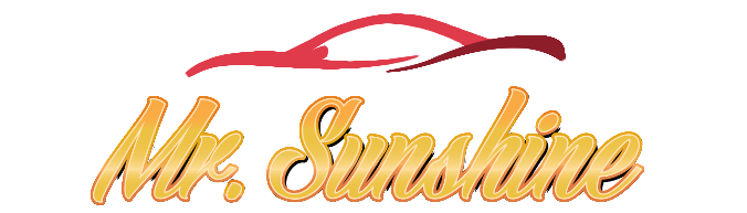 Logo featuring a red outline of a car silhouette above the text "Mr. Sunshine" in stylized yellow and orange gradient font conveys an inviting image, perfect for promoting your Car Detailing Service.